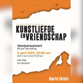 Volgende week zaterdag is ons Voorjaarsconcert met het thema: 80 jaar bevrijding. Toegang is gratis! Zien we je dan?!
